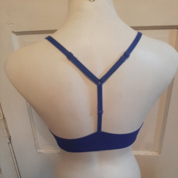 32D Victoria Secret Pink Wear Everywhere Push Up Blue Racerback Bra Front Close - Picture 6 of 11